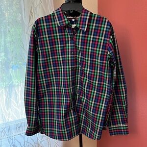 Orvis Cotton Blend Plaid Button Down Womens Top Size 12